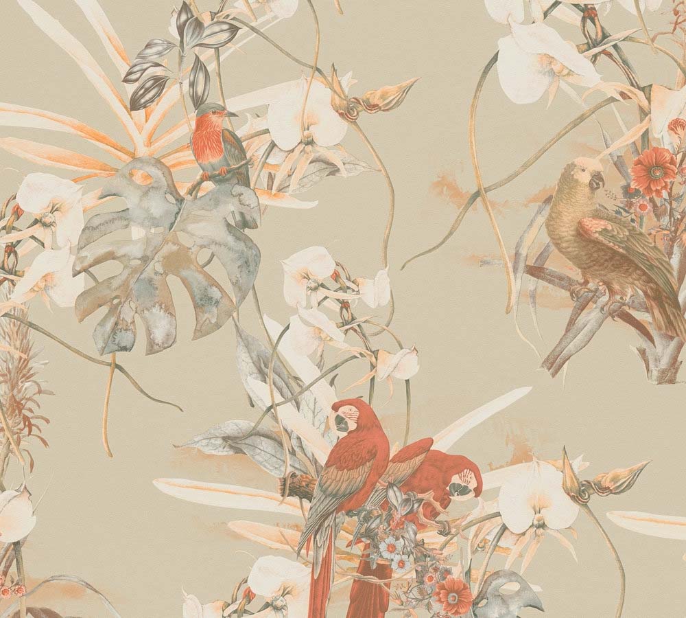 Pint Walls - Birds botanical wallpaper AS Creation Roll Beige  387252