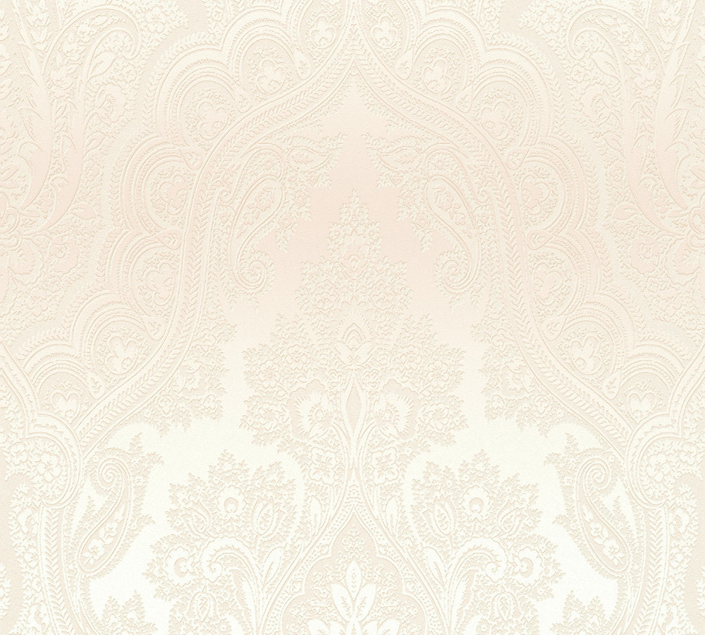 My Home My Spa - Boho Ombre Glamour damask wallpaper AS Creation Roll White  387082