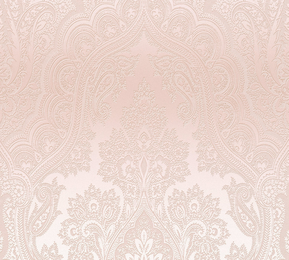 My Home My Spa - Boho Ombre Glamour damask wallpaper AS Creation Roll Pink  387083