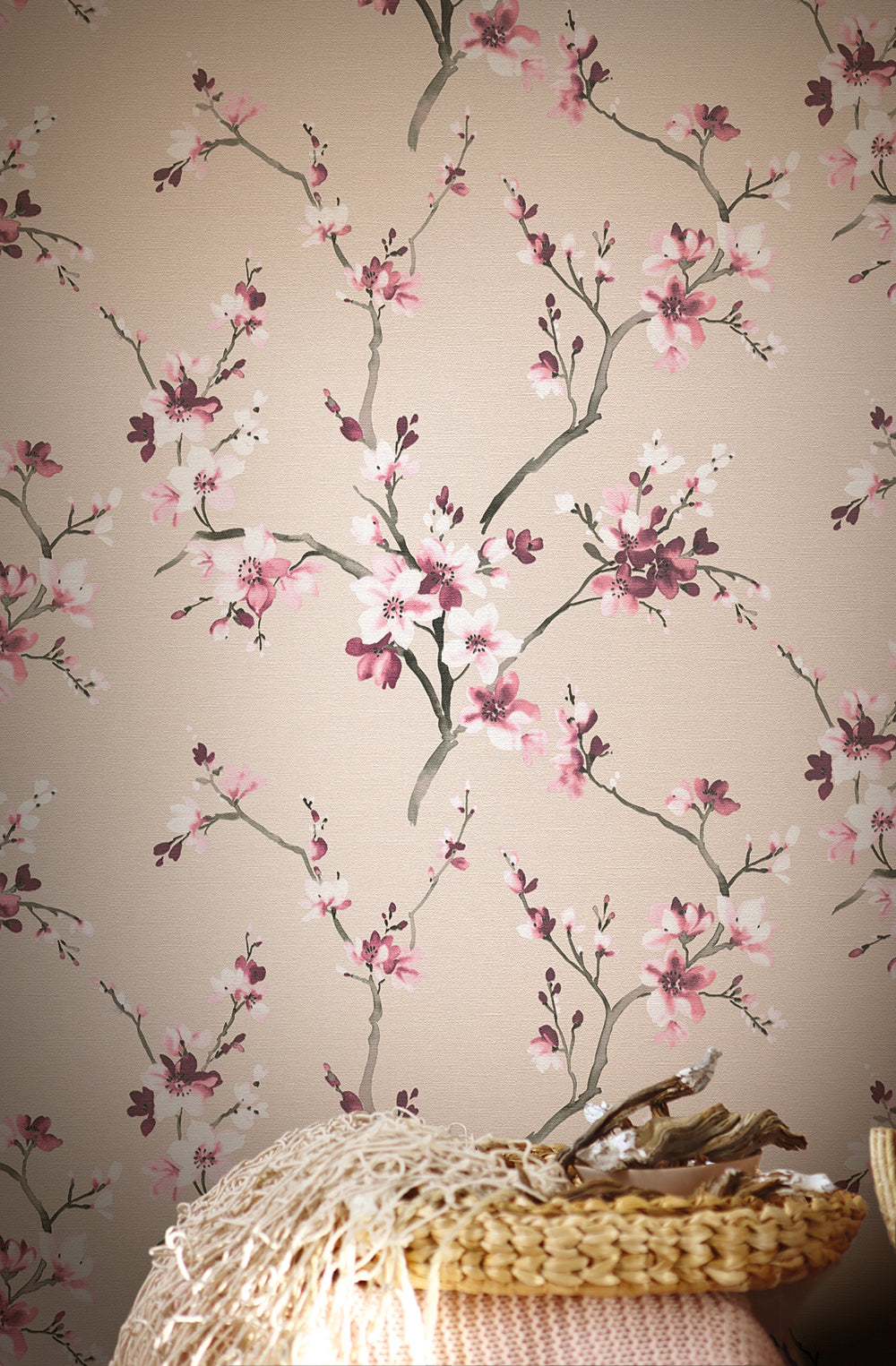 Desert Lodge - Cherry Blossom botanical wallpaper AS Creation    