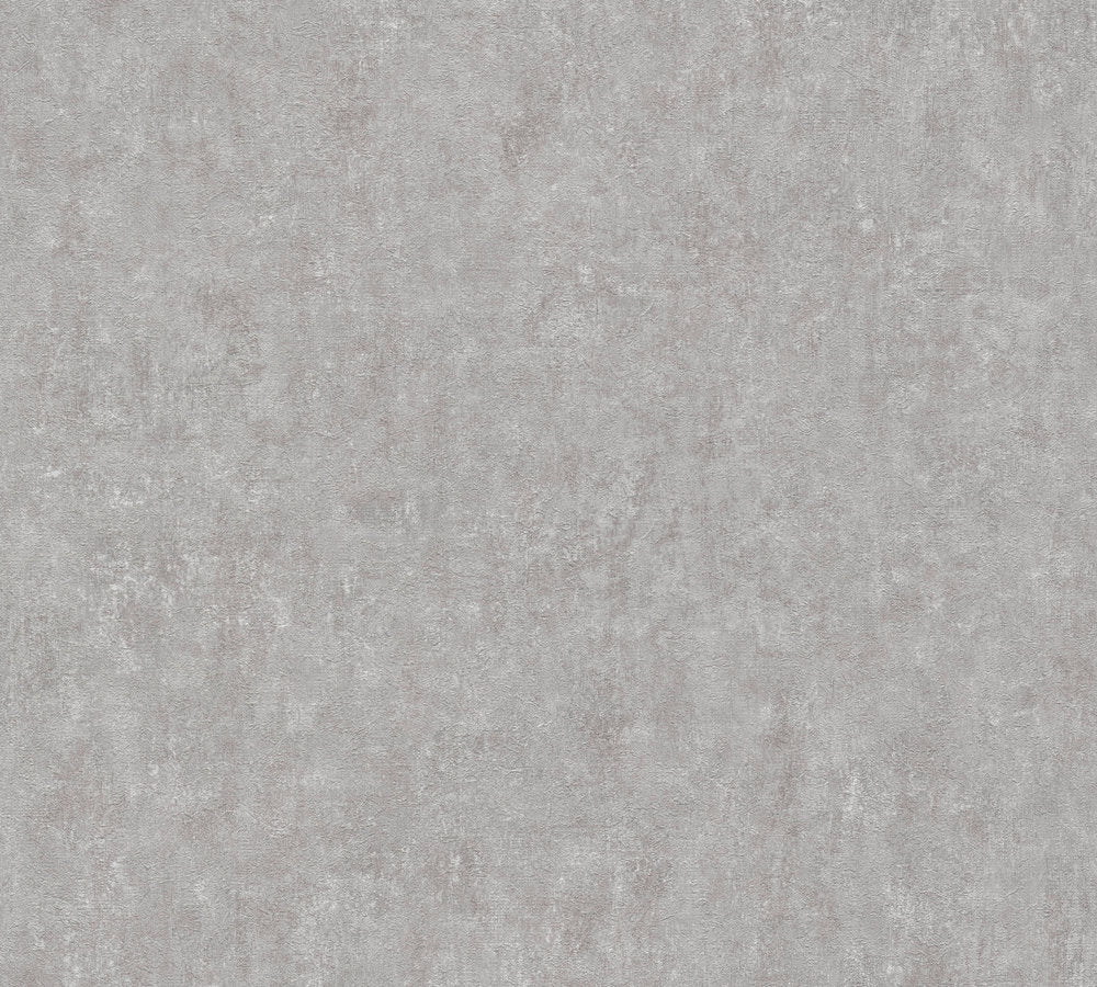 My Home My Spa - Concrete Look plain wallpaper AS Creation Roll Grey  386935