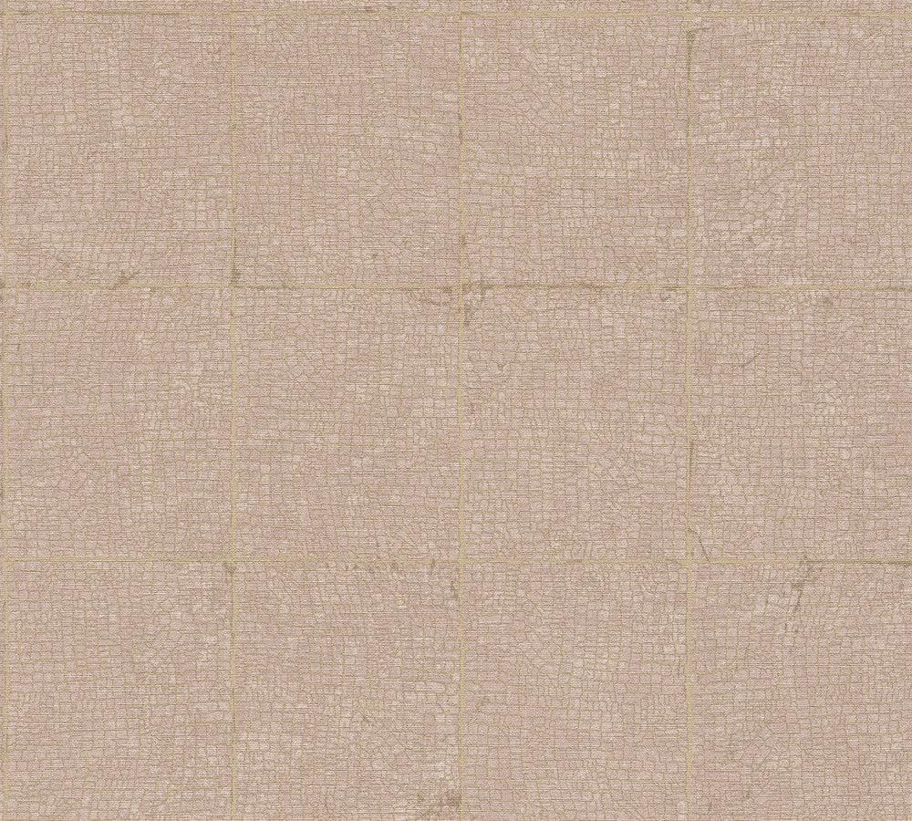 Desert Lodge - Craquele Tiles industrial wallpaper AS Creation Roll Beige  385262
