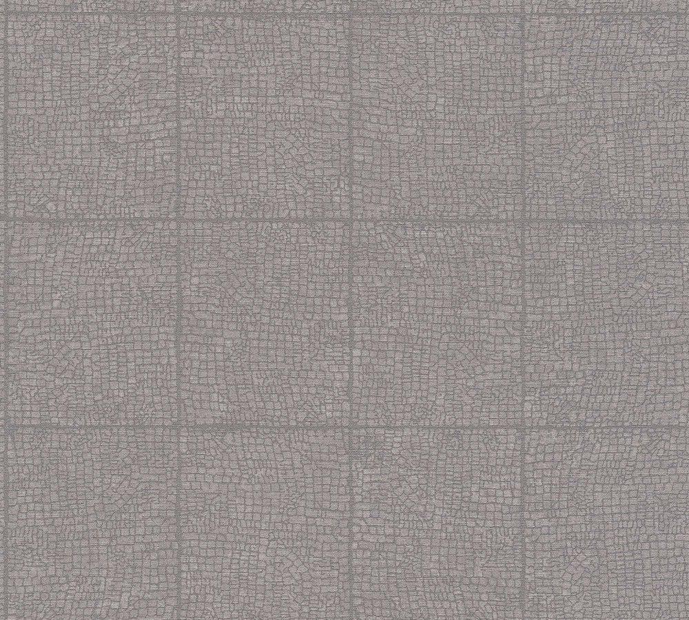 Desert Lodge - Craquele Tiles industrial wallpaper AS Creation Roll Grey  385263