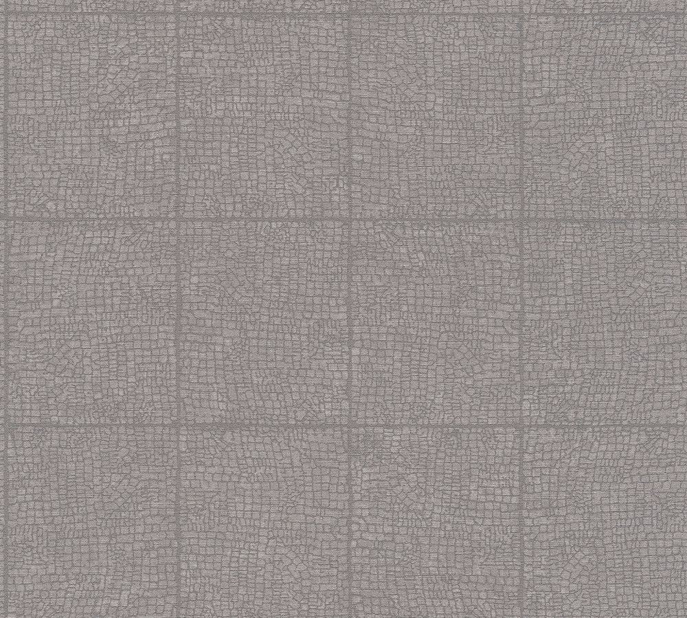 Desert Lodge - Craquele Tiles industrial wallpaper AS Creation Roll Grey  385263
