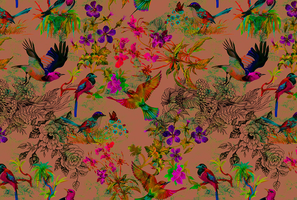 Walls By Patel - Funky Birds digital print AS Creation Red   110186