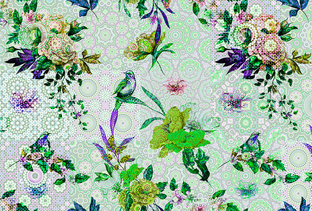 Walls By Patel - Mosaic Garden digital print AS Creation Green   110191