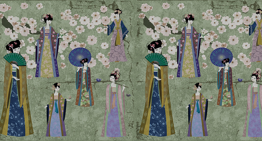 Walls By Patel - Kimono digital print AS Creation Green   110811
