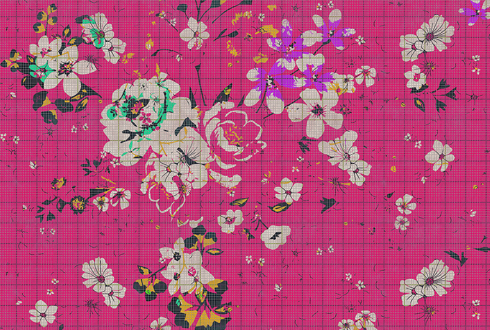 Walls by Patel 2 - Flower Plaid digital print AS Creation Pink   113827