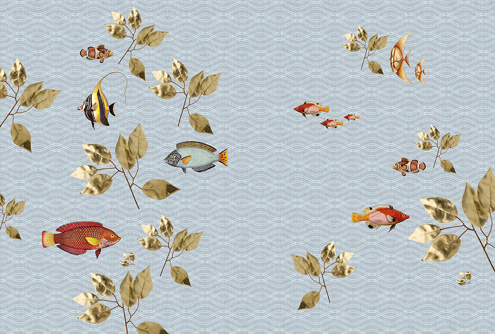 Walls by Patel 2 - Brilliant Fish digital print AS Creation Blue   114337
