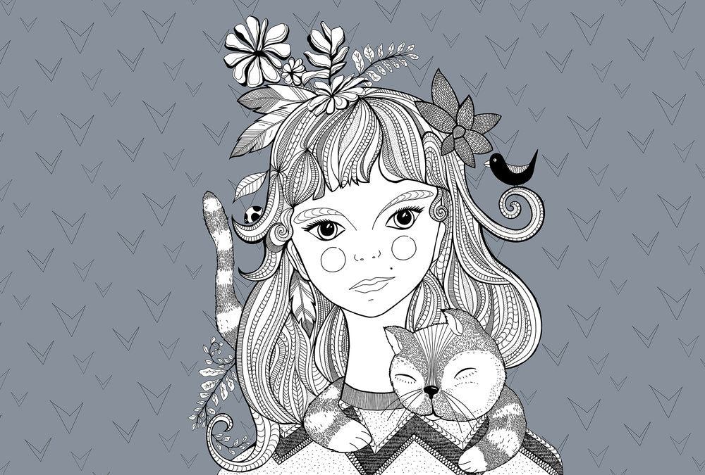 ARTist - Catgirl digital print AS Creation Grey   120077