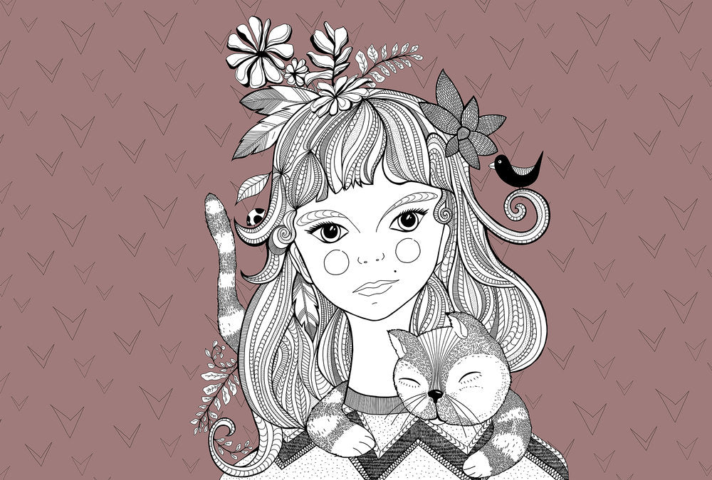 ARTist - Catgirl digital print AS Creation Red   120081