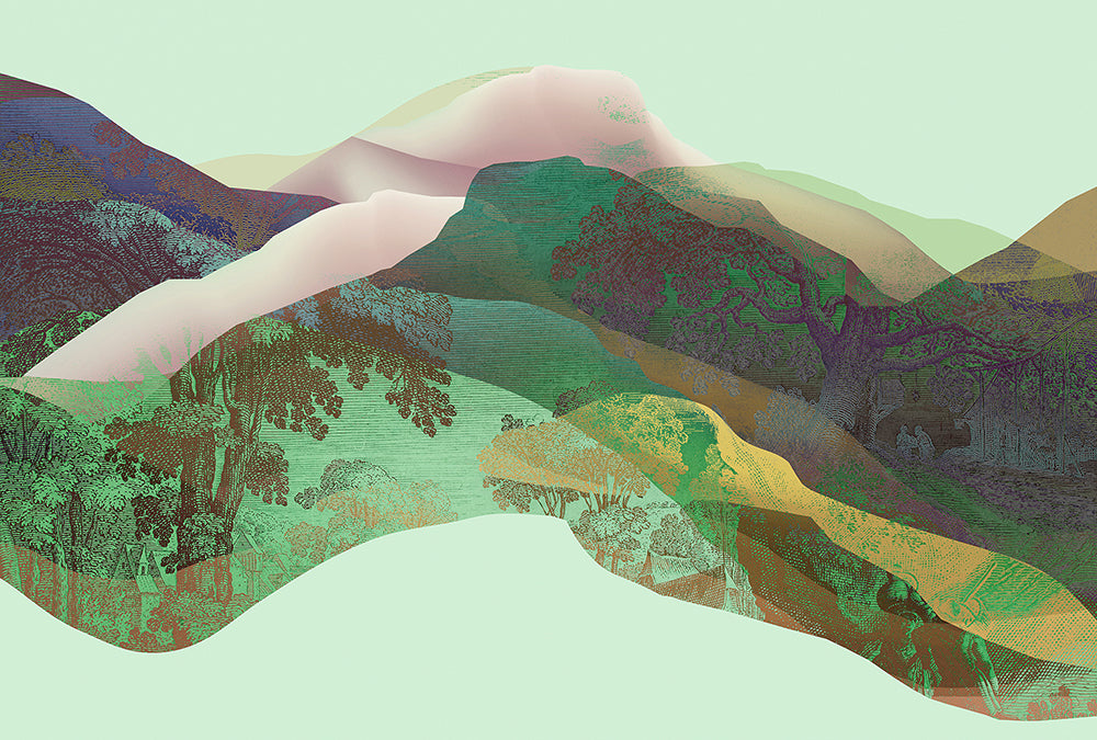 Walls by Patel 3 - Magic Mountain digital print AS Creation Green-Pink   DD121804