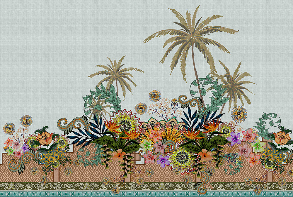 Walls by Patel 3 - Oriental Indian Garden digital print AS Creation Green   DD121844
