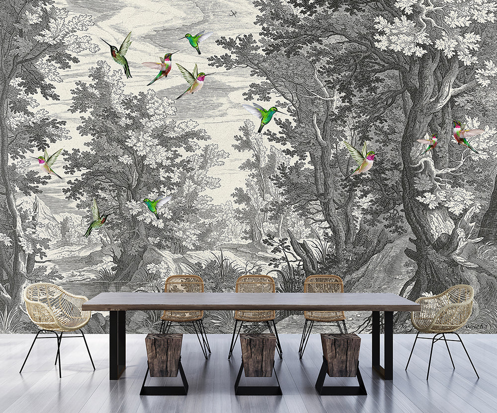 Walls by Patel 3 - Fancy Forest with Birds digital print AS Creation    