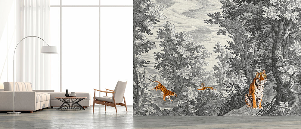 Walls by Patel 3 - Fancy Forest with Tigers digital print AS Creation    