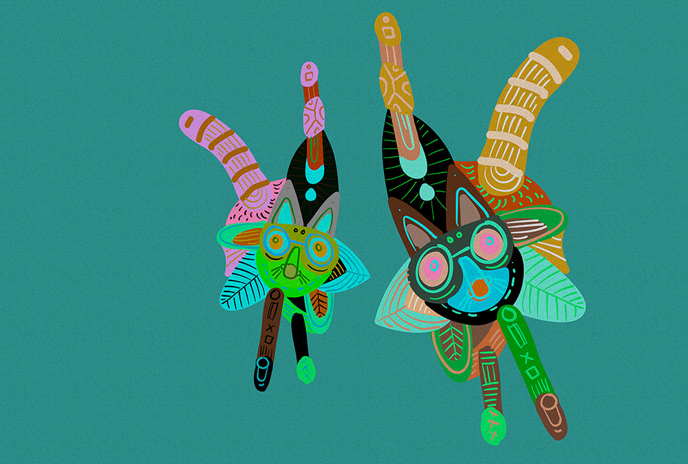 Walls by Patel 3 - Looney Land Animals digital print AS Creation Green   DD121928