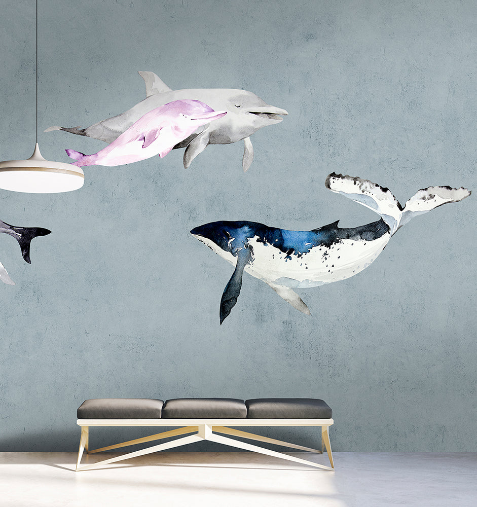 Walls by Patel 3 - Oceans Five Whales & Dolphins digital print AS Creation    