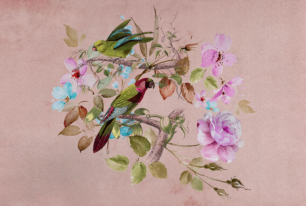 Walls by Patel 3 - Love Nest Vintage Watercolour digital print AS Creation Pink   DD122404