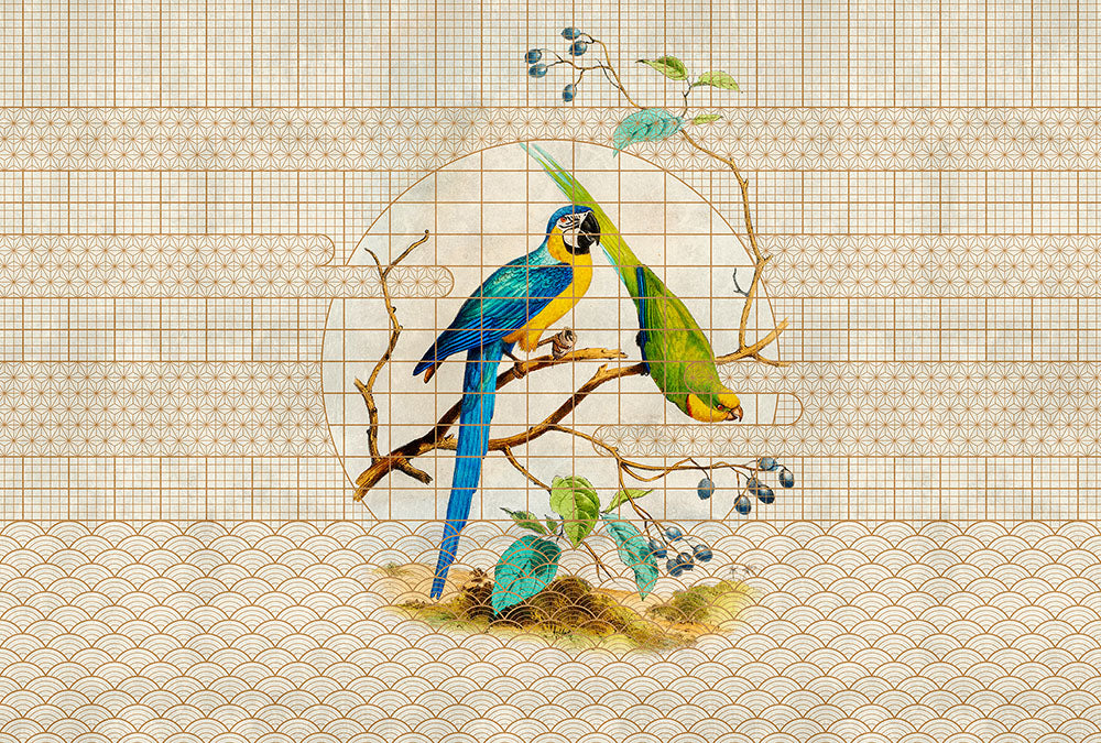 Walls by Patel 3 - Aviary Parrots digital print AS Creation Beige   DD122436
