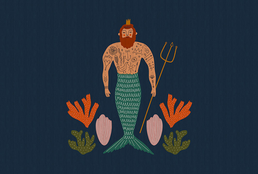 Walls by Patel 3 - Down Under Merman digital print AS Creation Blue   DD122456
