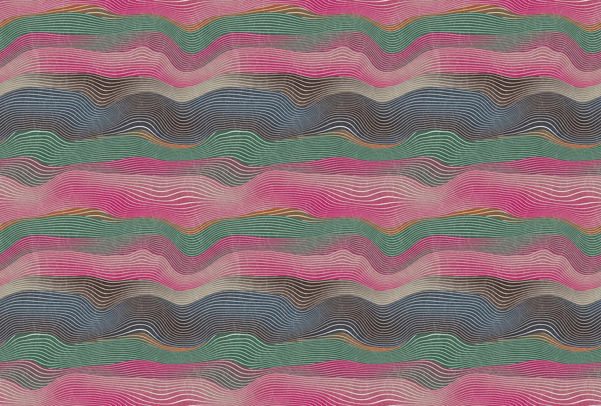Walls by Patel 3 - Space Waves digital print AS Creation Green-Pink   DD122760