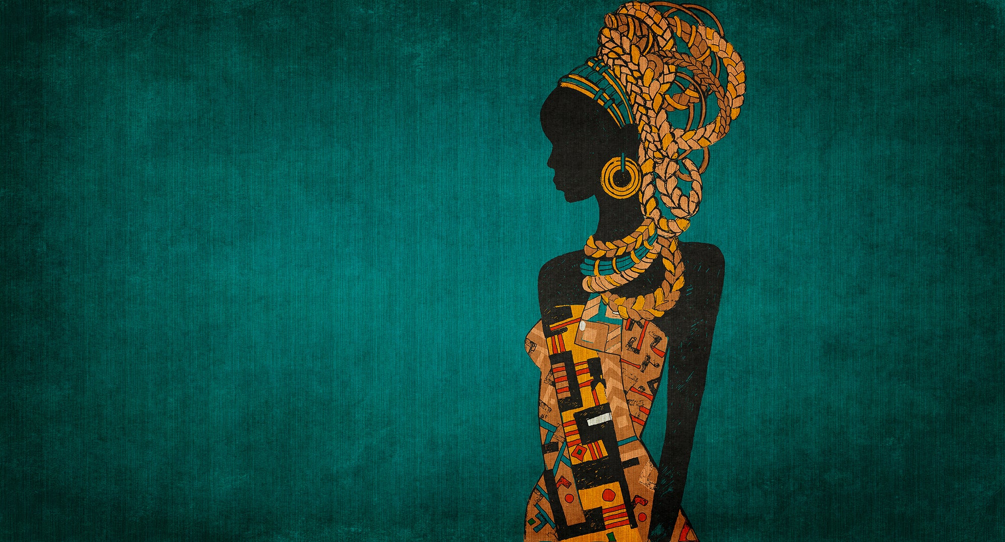Walls by Patel 3 - Nairobi Woman 2 digital print AS Creation Green-Gold   DD122788