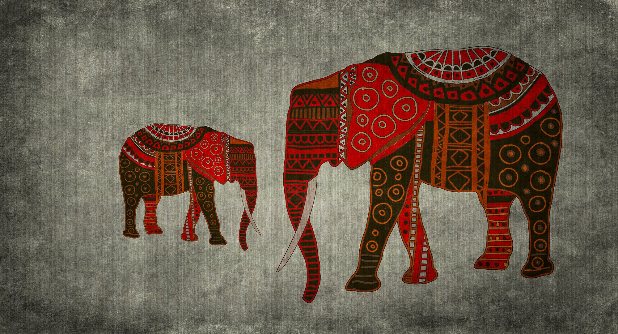 Walls by Patel 3 - Nairobi Elephants digital print AS Creation Red-Brown   DD122796