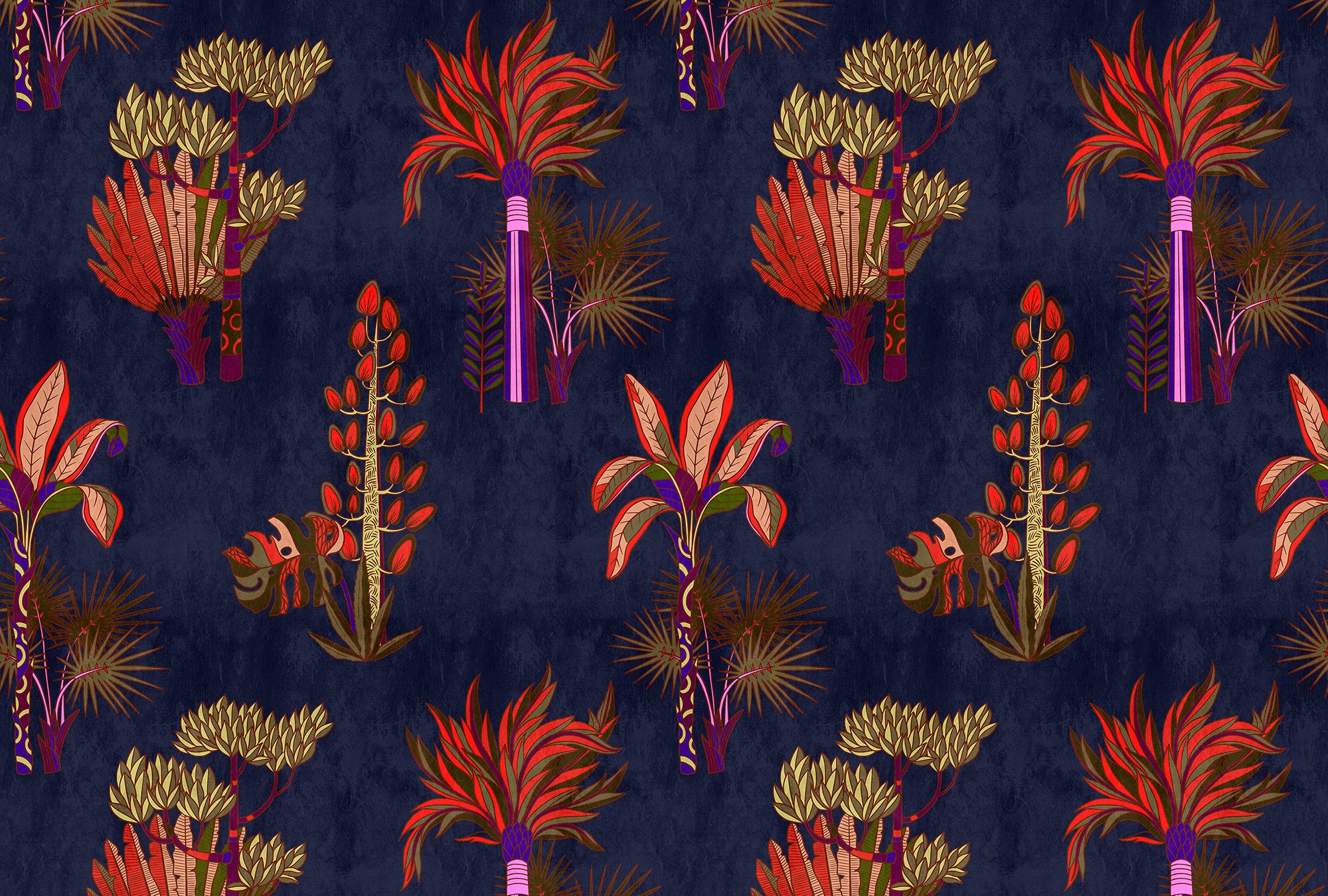 Walls by Patel 3 - Lagos Palms digital print AS Creation Blue-Red   DD122812
