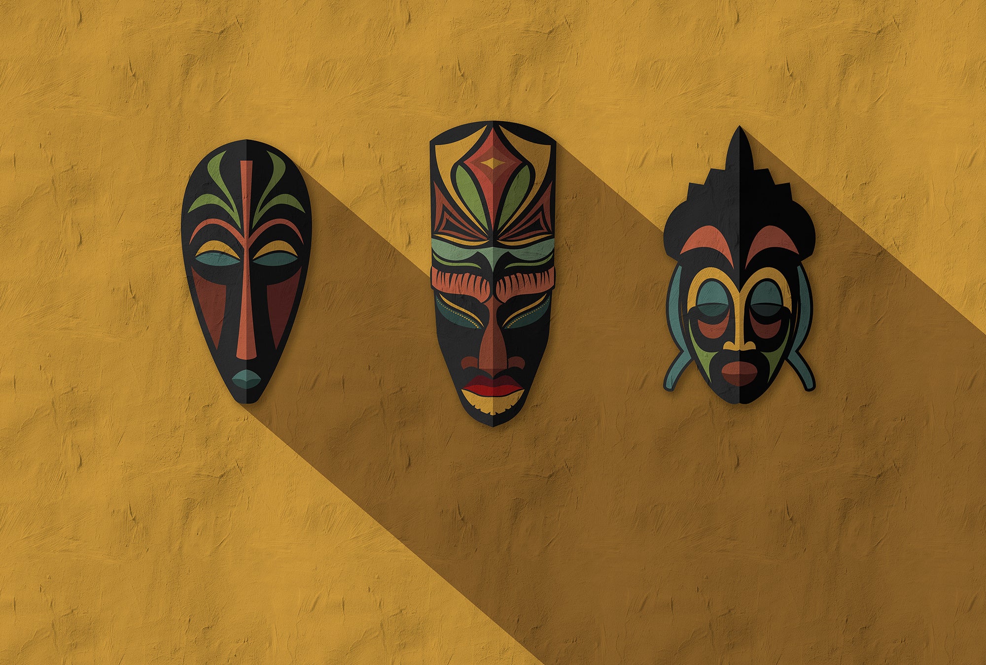 Walls by Patel 3 - Zulu Masks Yellow digital print AS Creation Yellow   DD122856