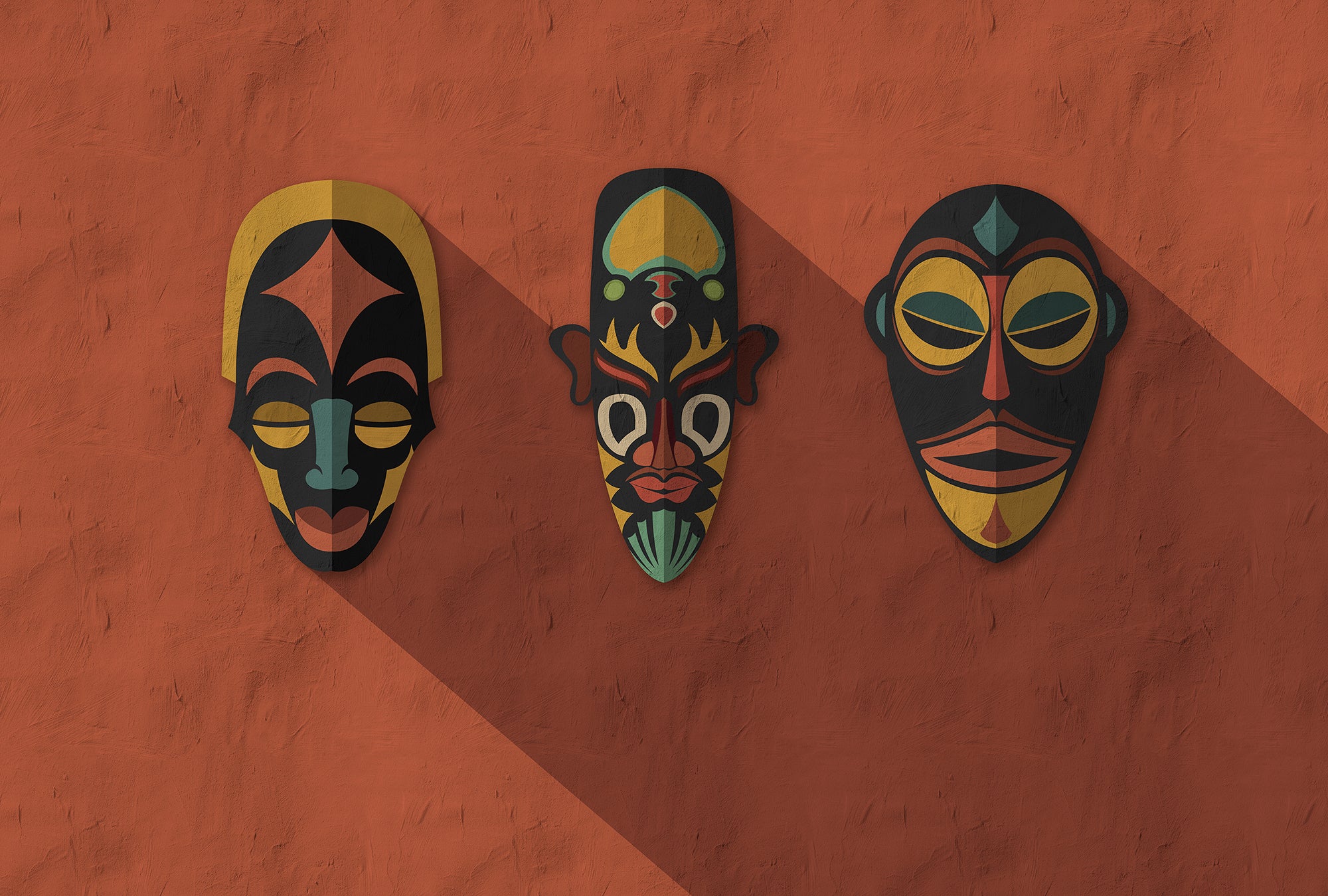Walls by Patel 3 - Zulu Masks Orange digital print AS Creation Orange   DD122860