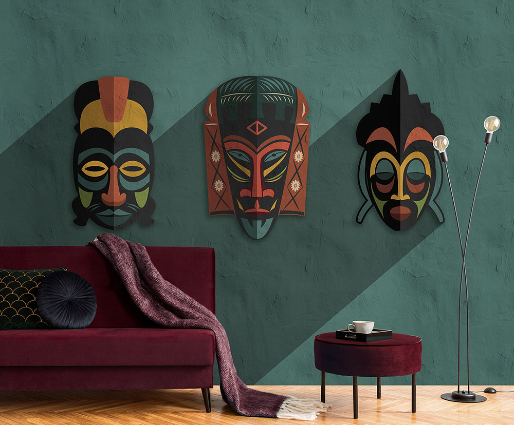 Walls by Patel 3 - Zulu Masks Green digital print AS Creation    