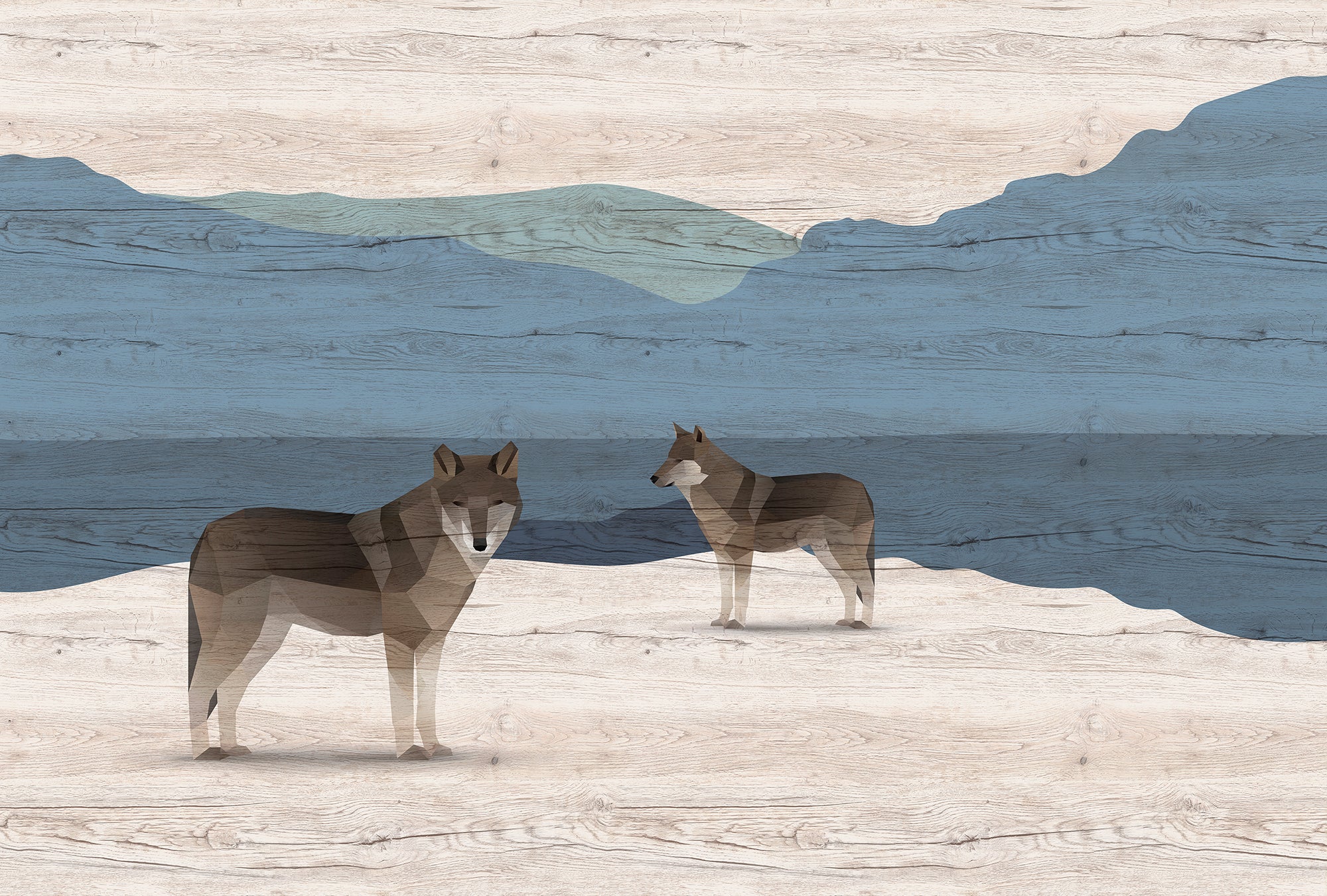 Walls by Patel 3 - Yukon Wolves digital print AS Creation Blue   DD122892