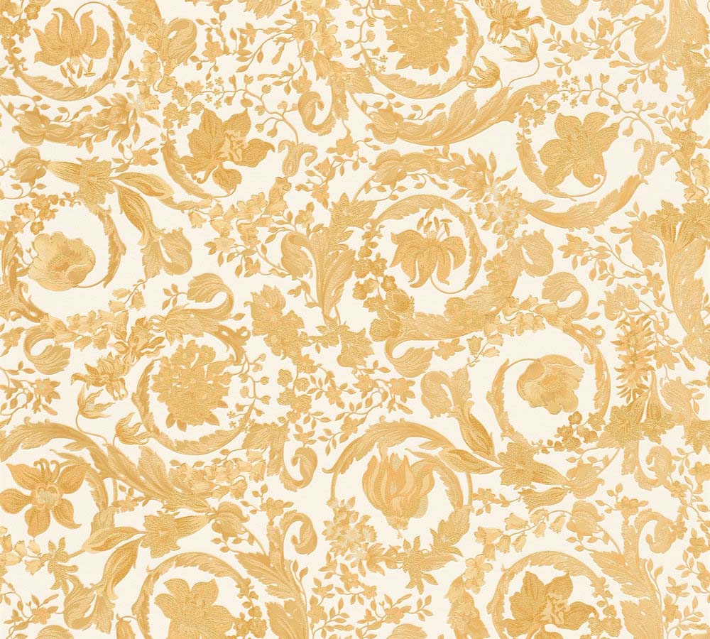 Versace 5 -  Floral Virtus designer wallpaper AS Creation Roll Gold  387064