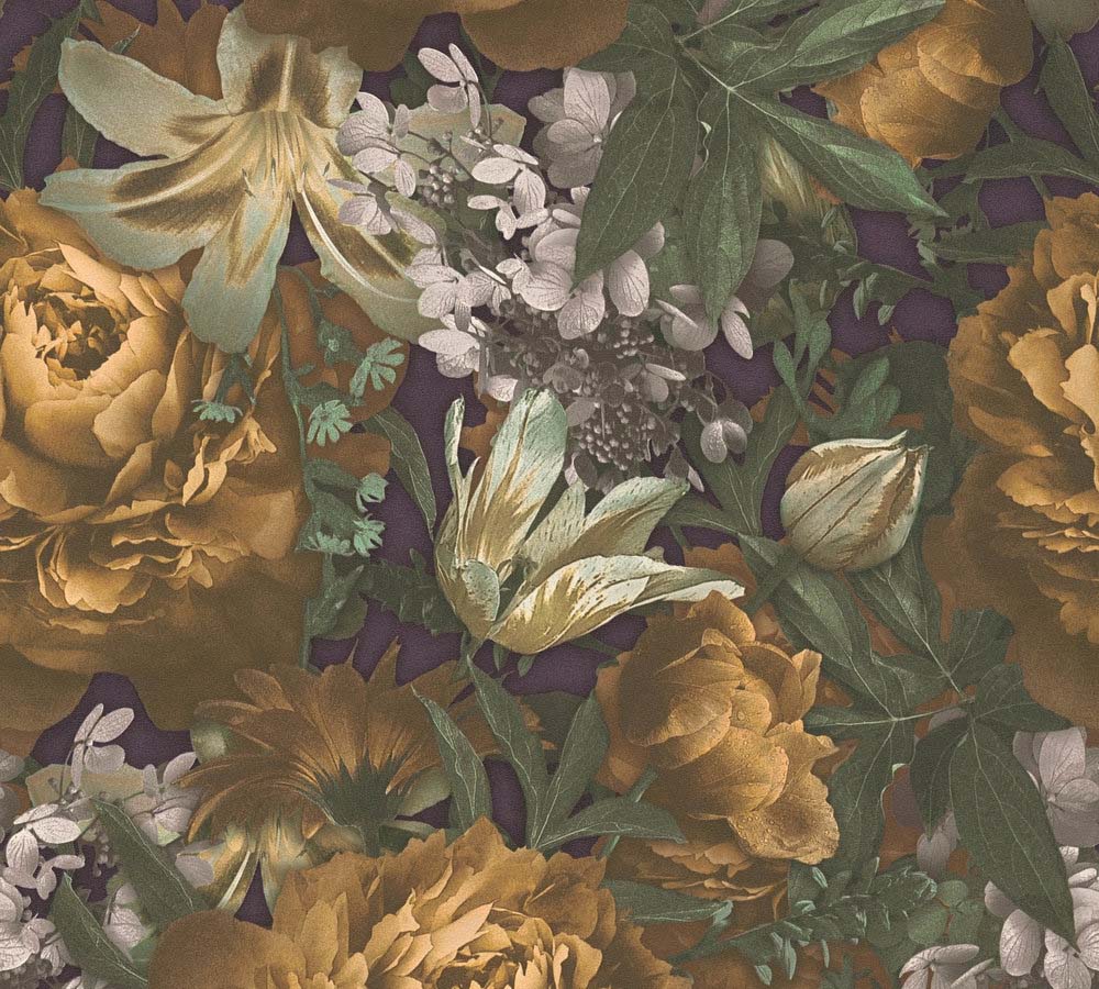 Pint Walls - Floral botanical wallpaper AS Creation Roll Yellow  385092