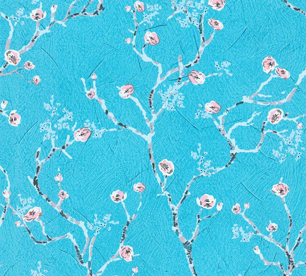 Pint Walls - Flower Buds botanical wallpaper AS Creation Roll Blue  387393
