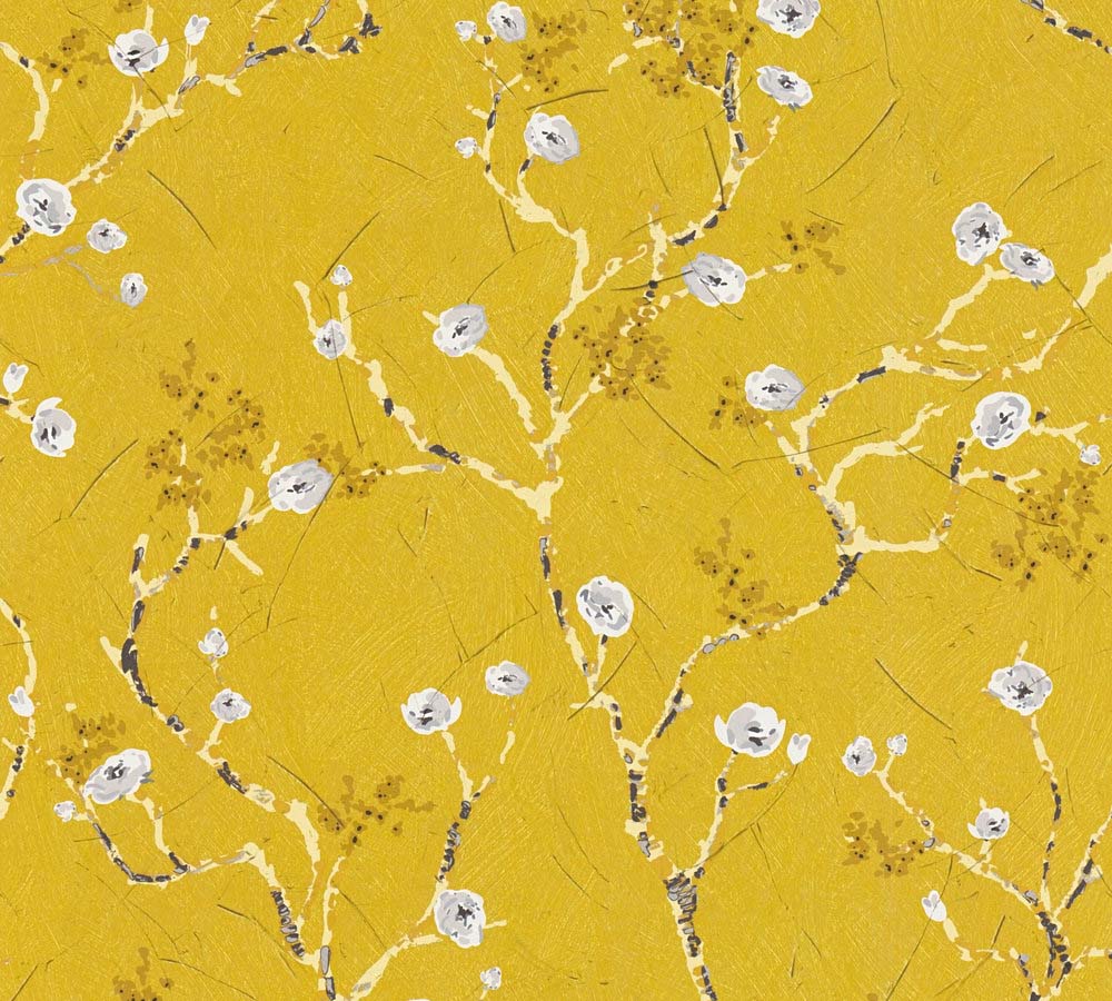 Pint Walls - Flower Buds botanical wallpaper AS Creation Roll Yellow  387392