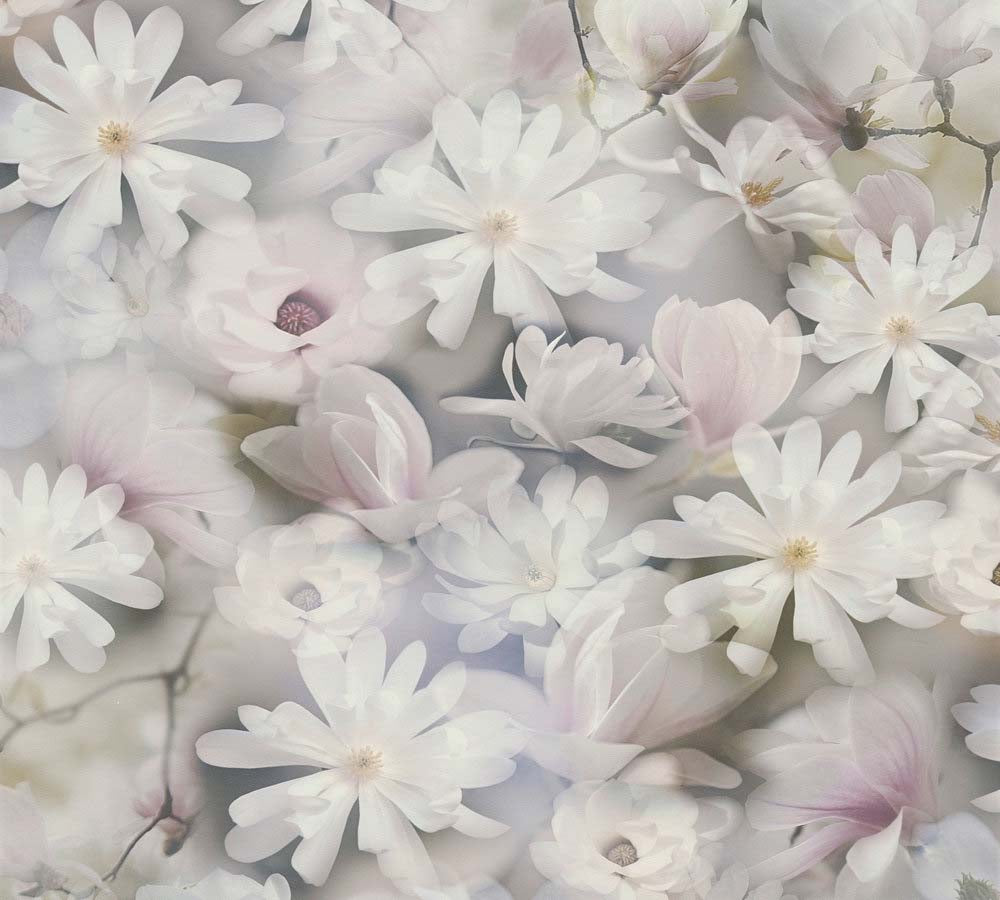 Pint Walls - Meadow Flowers botanical wallpaper AS Creation Roll Light Grey  387223