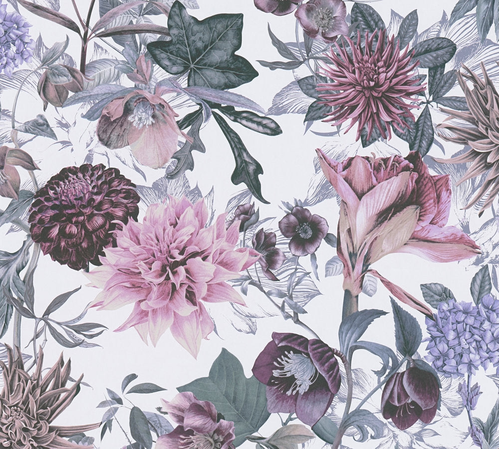 Dream Flowery - Flowers botanical wallpaper AS Creation Roll White  381752