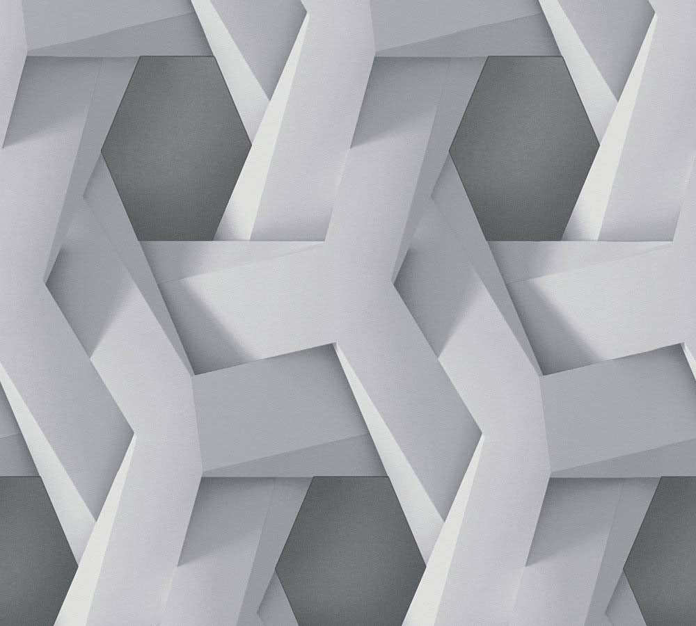 Pint Walls - Geo 3D geometric wallpaper AS Creation Roll Grey  387212