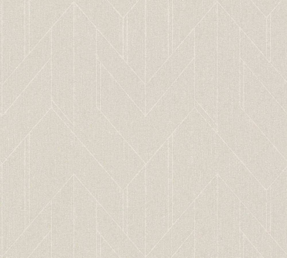 Villa - Glossy Lines geometric wallpaper AS Creation Roll Light Beige  373693