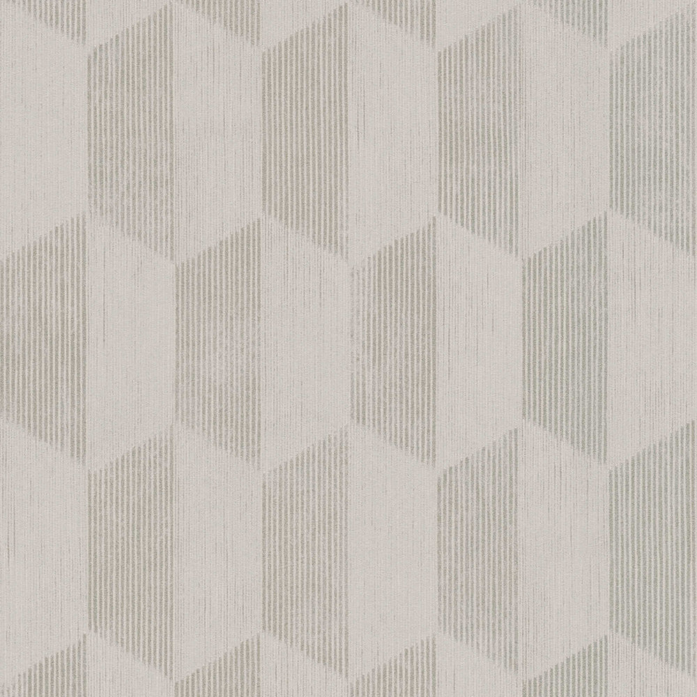 Geo Effect - Hatched Trapezoids geometric wallpaper AS Creation Roll Light Grey  385922