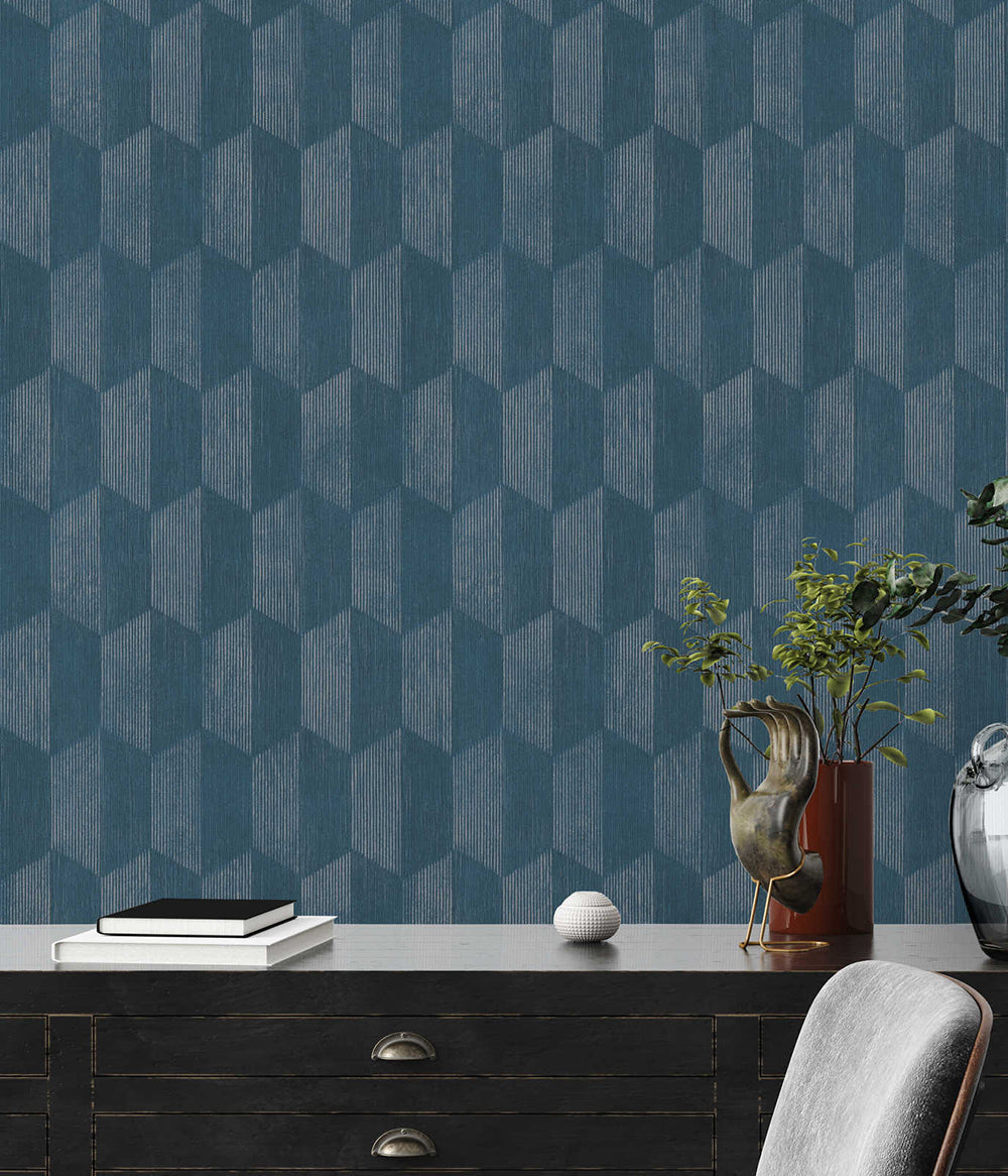 Geo Effect - Hatched Trapezoids geometric wallpaper AS Creation    
