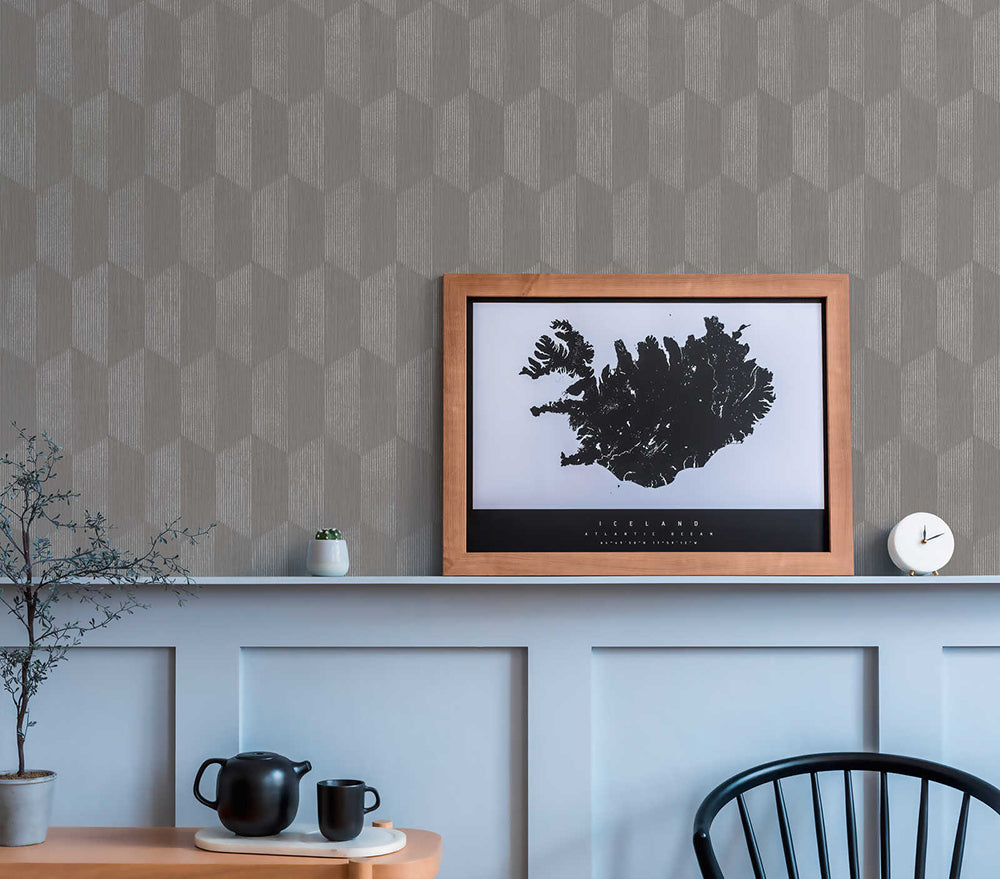 Geo Effect - Hatched Trapezoids geometric wallpaper AS Creation    