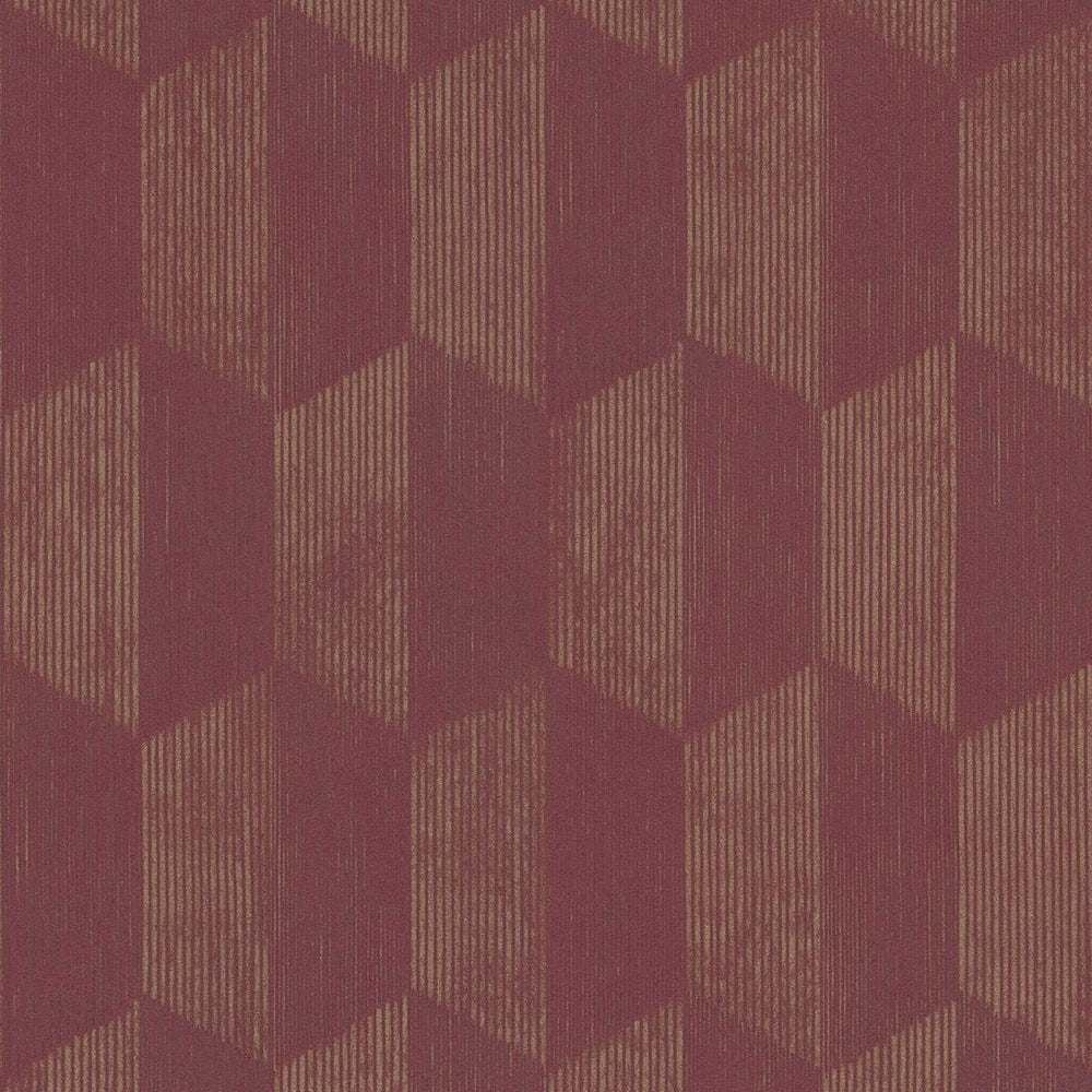 Geo Effect - Hatched Trapezoids geometric wallpaper AS Creation Roll Red  385925