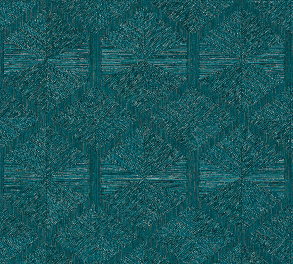 My Home My Spa - Hexagon Weave geometric wallpaper AS Creation Roll Blue  386901