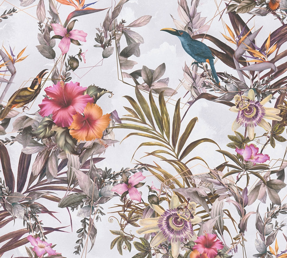 Dream Flowery - Hibiscus botanical wallpaper AS Creation Roll White  381787
