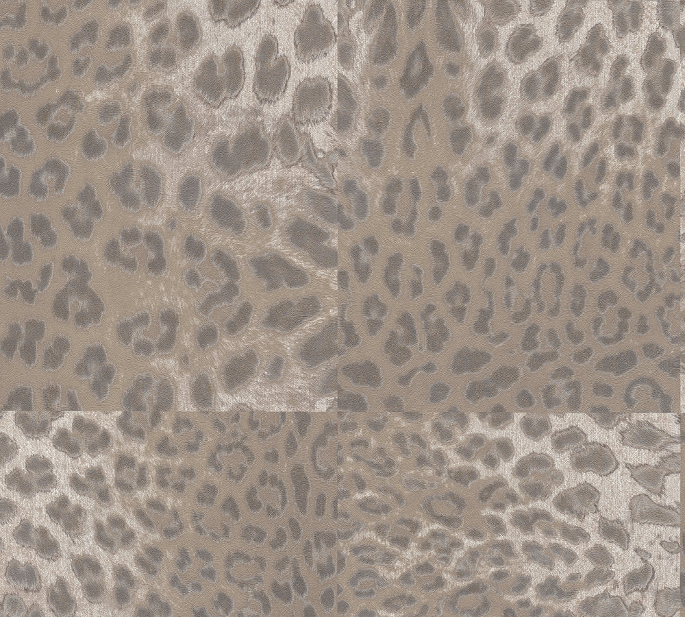 Desert Lodge - Leopard Tiles botanical wallpaper AS Creation Roll Grey  385232