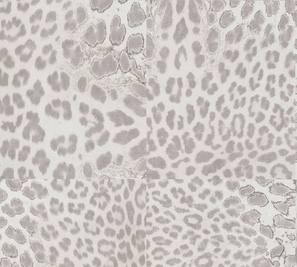 Desert Lodge - Leopard Tiles botanical wallpaper AS Creation Roll Light Grey  385235