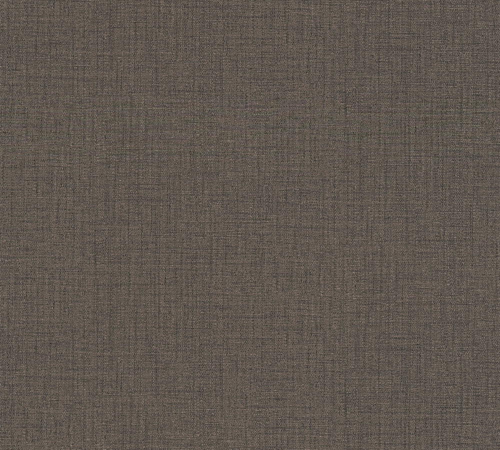 Desert Lodge - Linen Texture plain wallpaper AS Creation Roll Dark Brown  385292