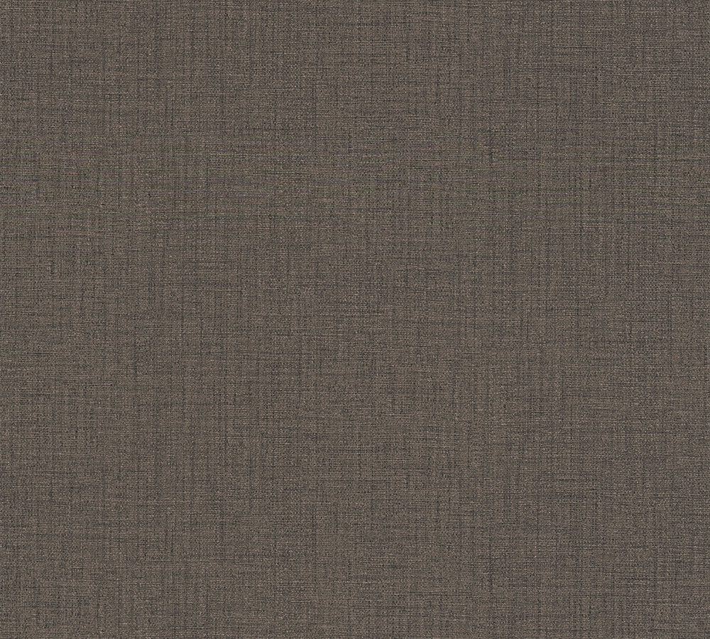 Desert Lodge - Linen Texture plain wallpaper AS Creation Roll Dark Brown  385292